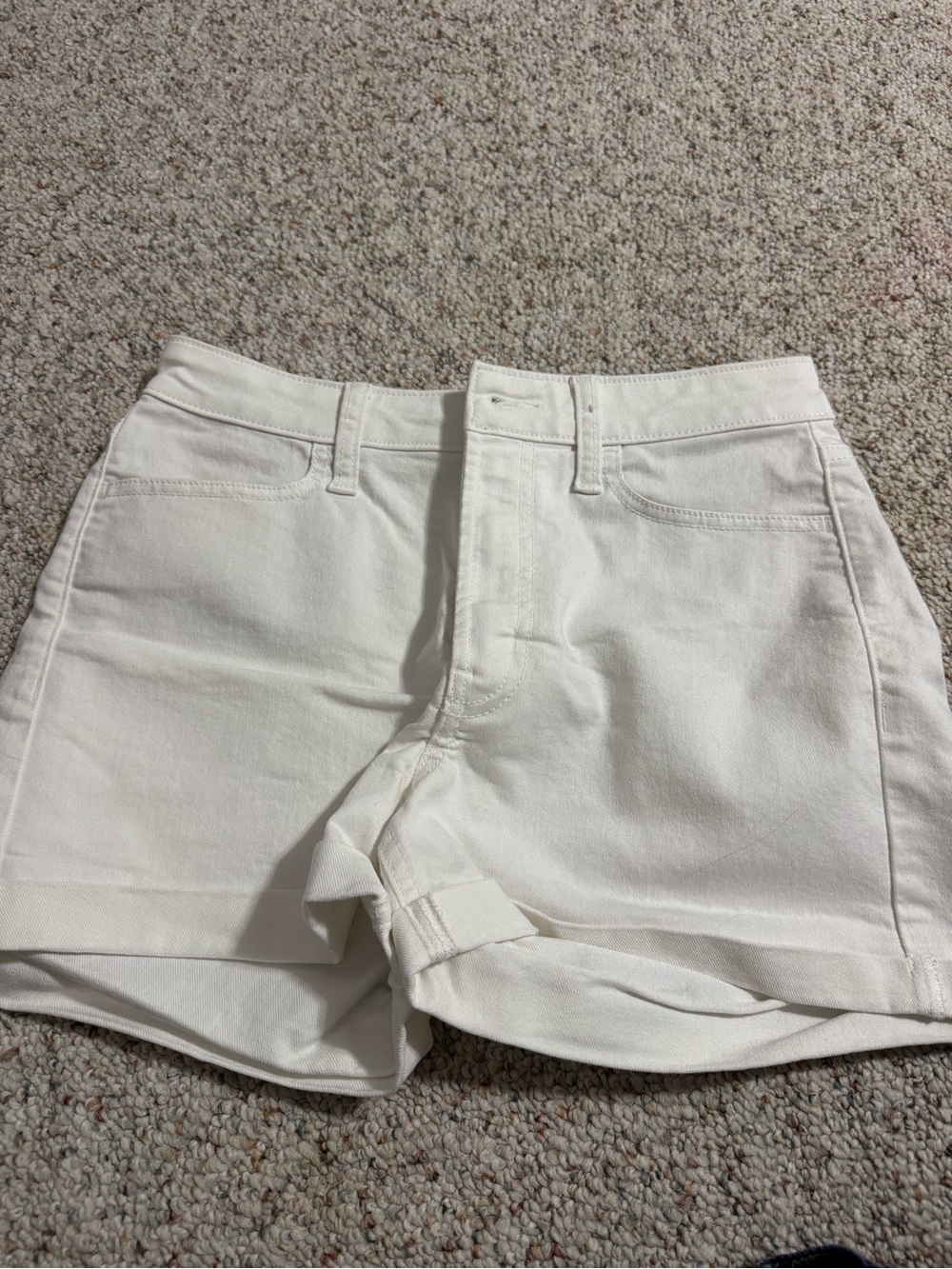 Old Navy White Denim High-Rise Cuffed Shorts
